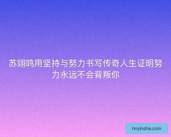 苏翊鸣用坚持与努力书写传奇人生证明努力永远不会背叛你